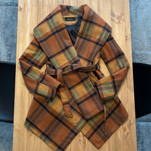 Chicwish Plaid Rabato Coat in Caramel XS NWOT - Picture 5 of 5